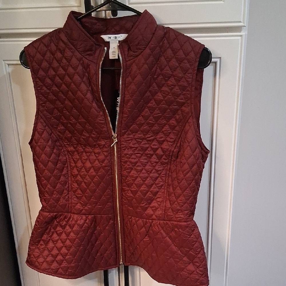 White House Black Market Quilted Vest With Peplum Size Medium NWT
